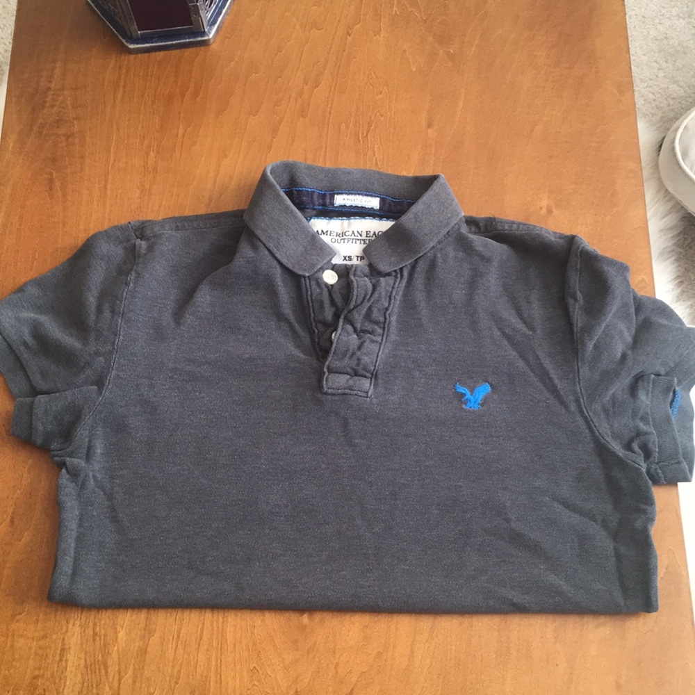 Athletic Fit Grey American Eagle Polo Shirt